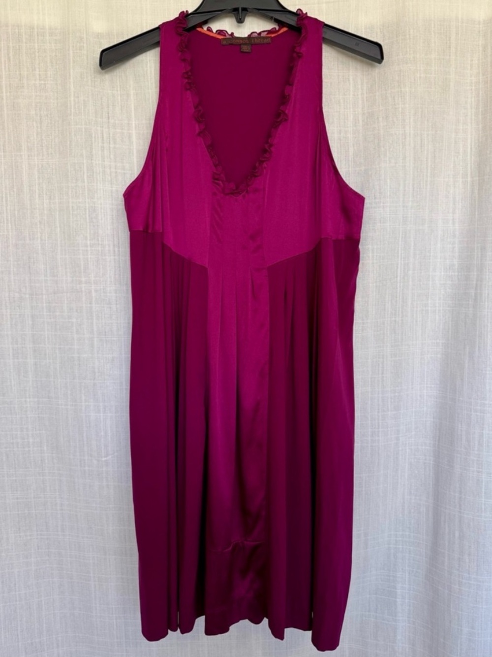 A Common Thread Silk Blend Pleated Dress Magenta Purple Size M